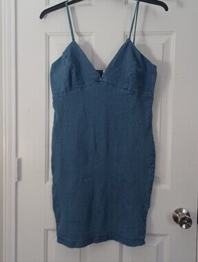 Denim Stretch Mini Dress Sz L